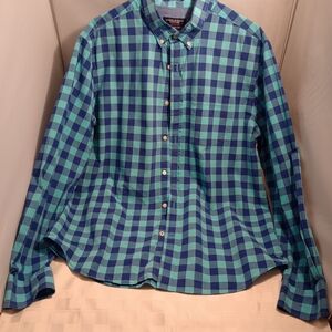 American Eagle Outfitters Blue and Green Plaid Shirt